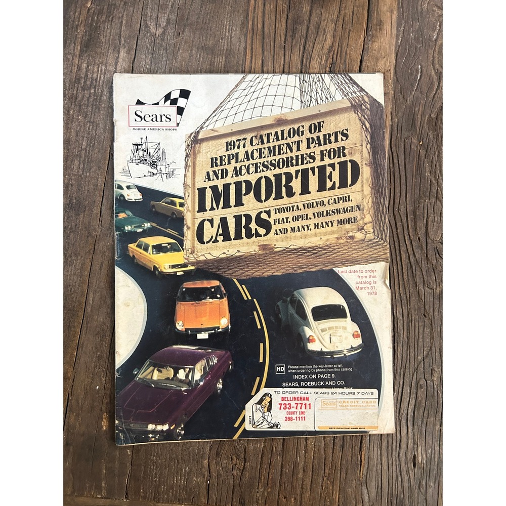 1977 Sears Imported Cars Parts Catalog Toyota VW Volvo Fiat Opel Capri Vintage